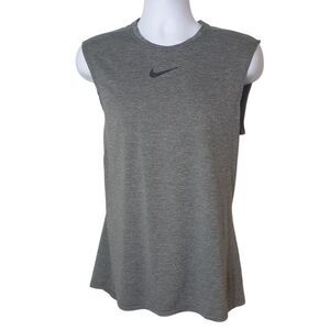 Nike Pro Mens Sleeveless Top L Gray Black Dri-Fit Fitted Training Shirt Sporty